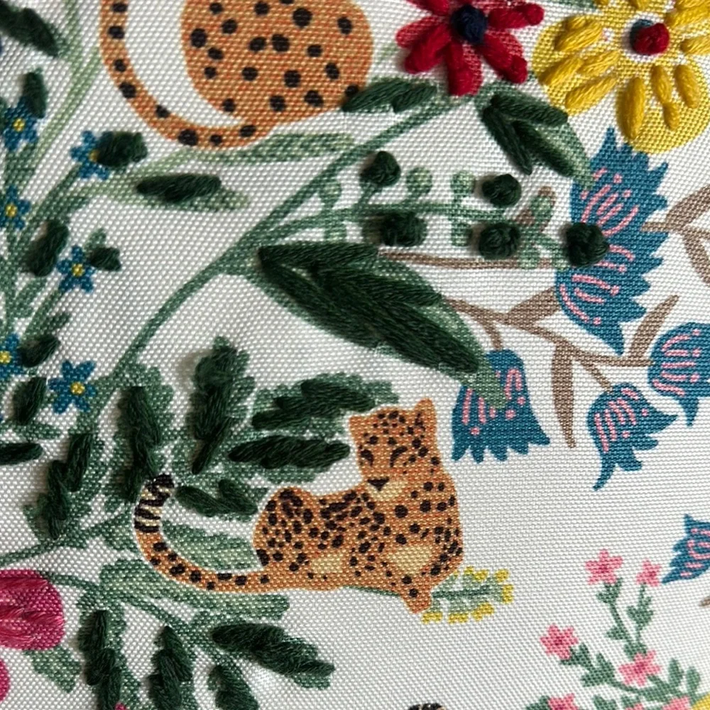 Palm Studio Outdoor Indoor Pillow Cheetah 🐆 Leopard Floral Embroidered NEW!